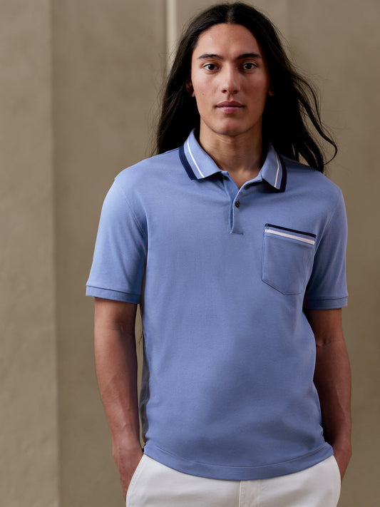 Polo Algodón Rayas Celeste