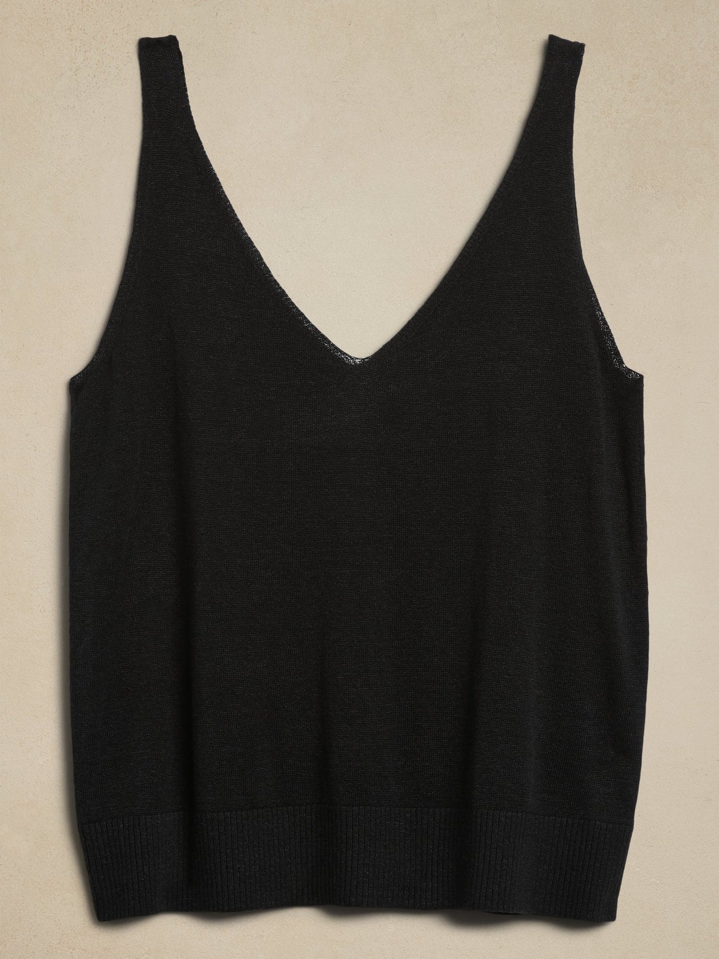Top Mezcla De Lino Negro