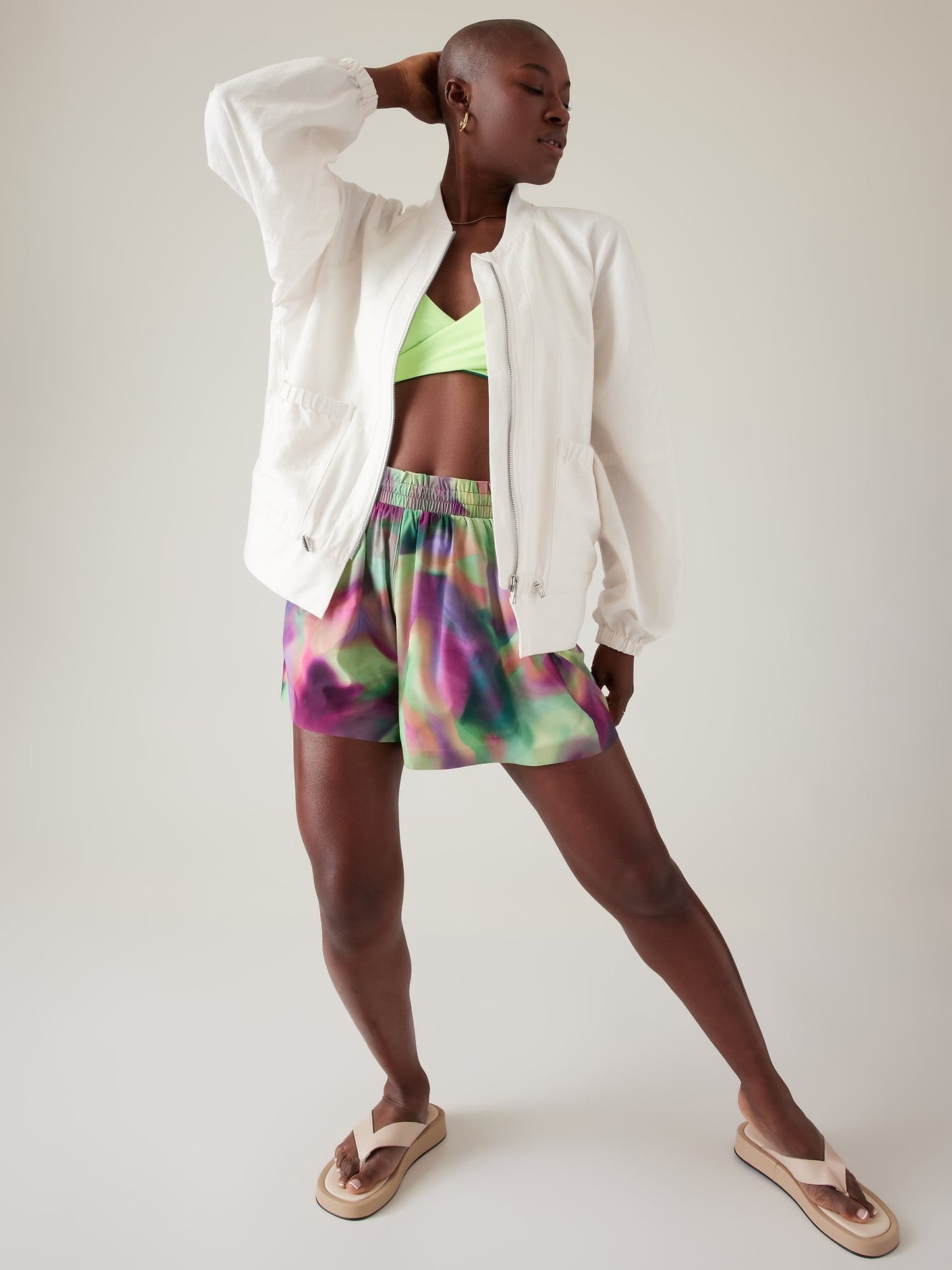 Jacket Bomber De Lino Blanco