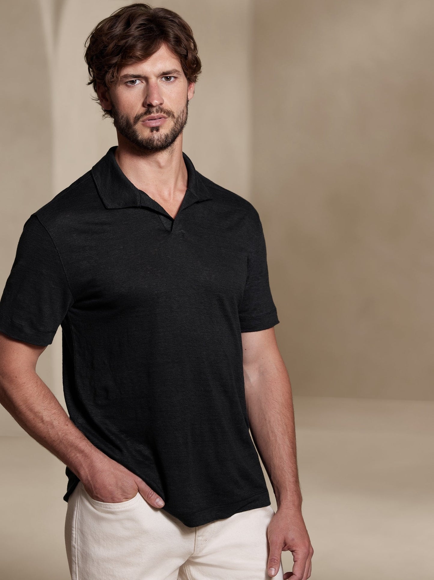 Polo De Lino Negro