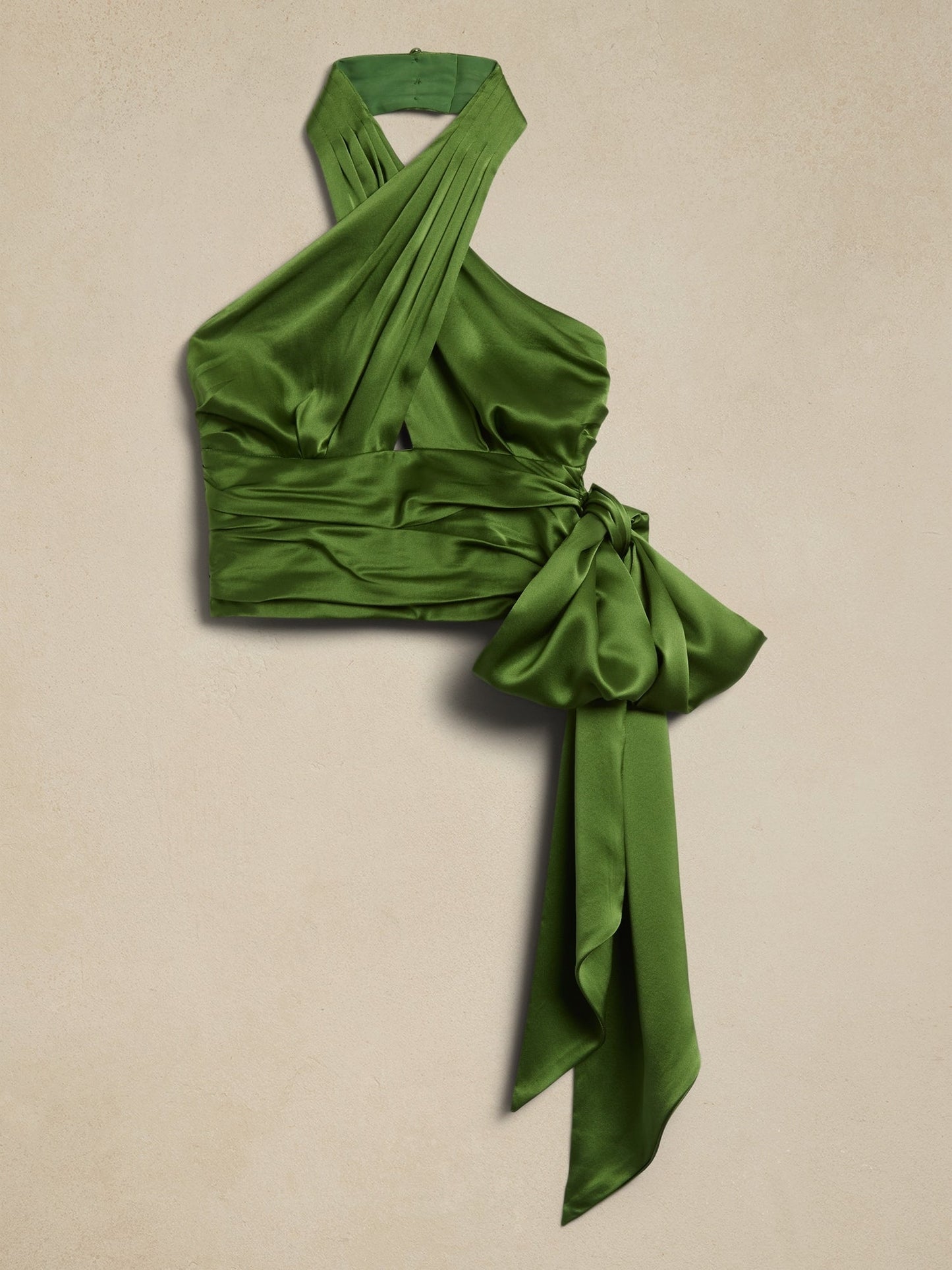 Top Halter De Seda Verde