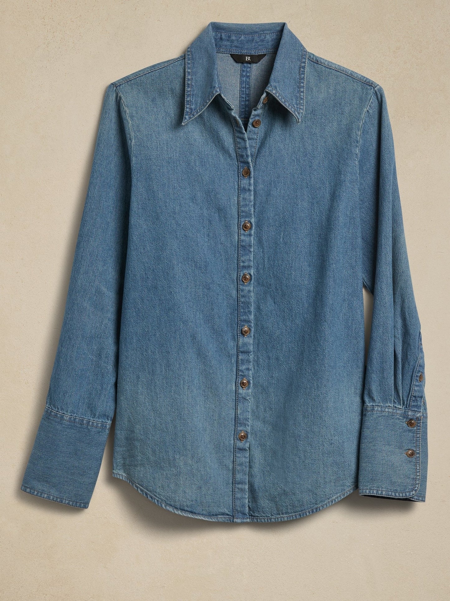 Camisa Denim Manga Larga Azul