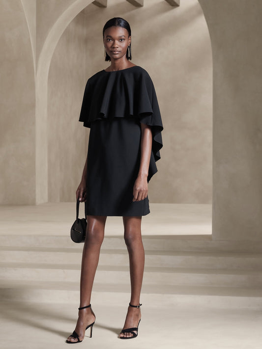 Vestido Mini Con Volante Negro