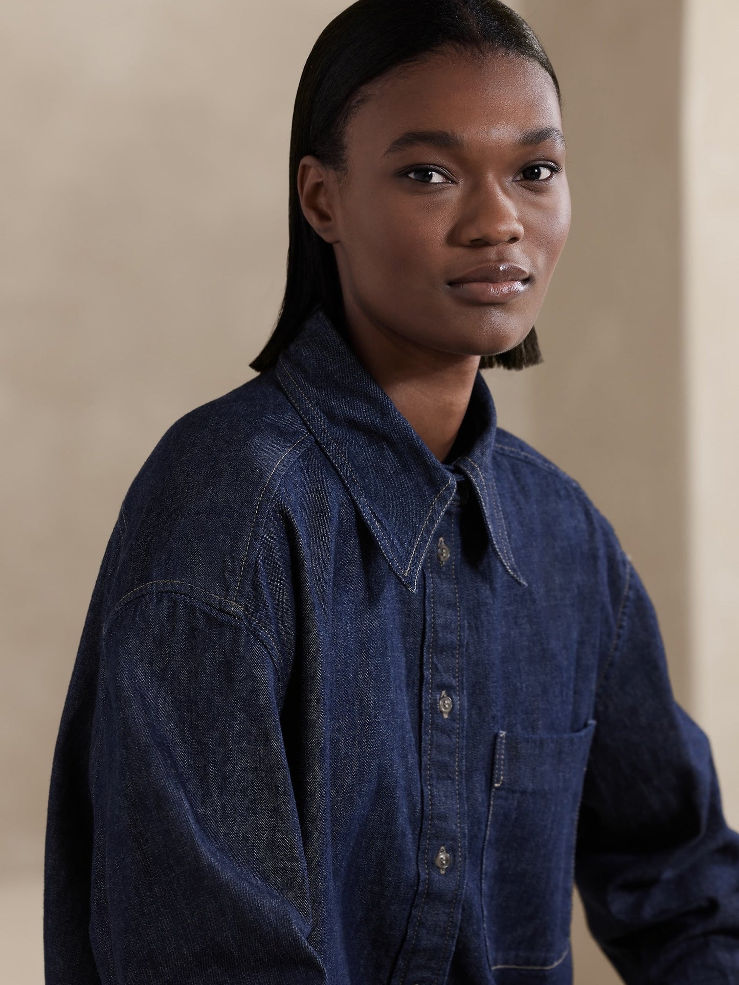 Camisa Corta Denim Azul