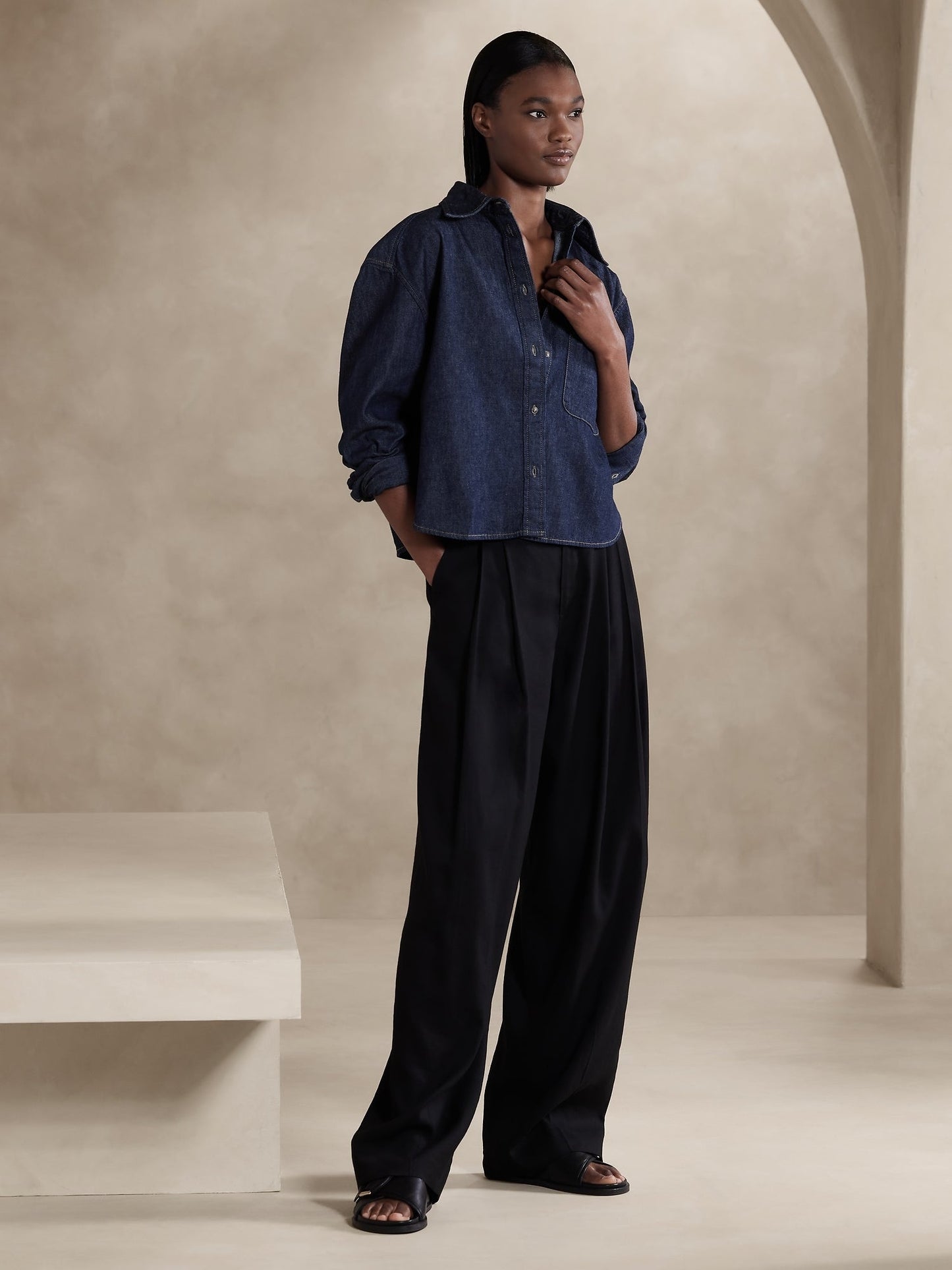 Camisa Corta Denim Azul