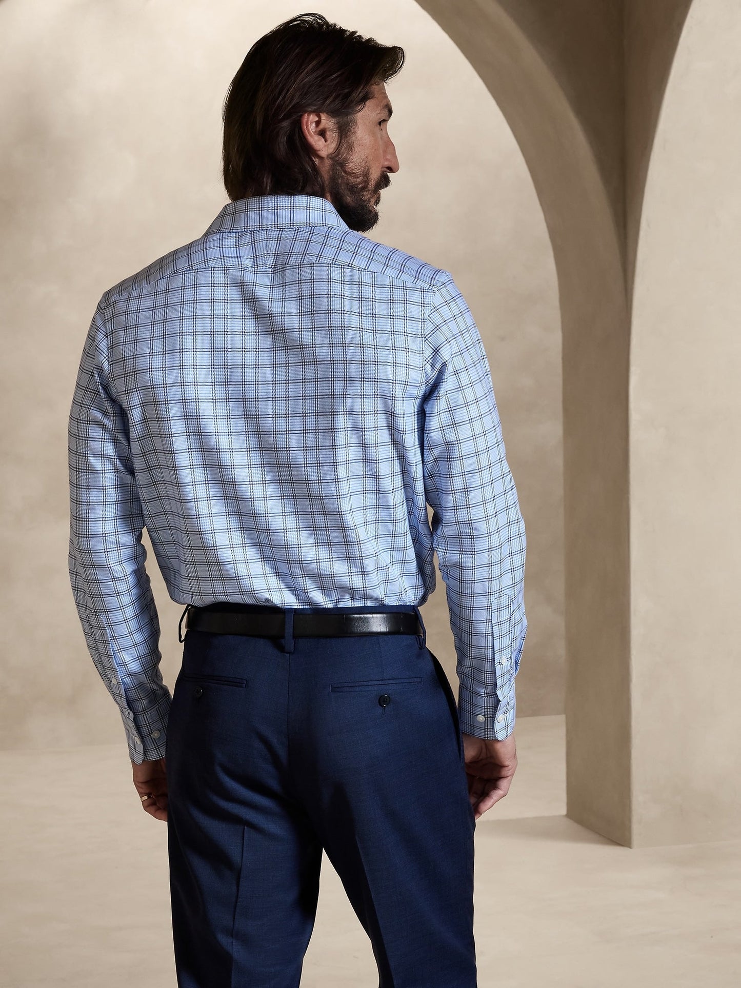 Camisa Manga Larga Estampado Azul