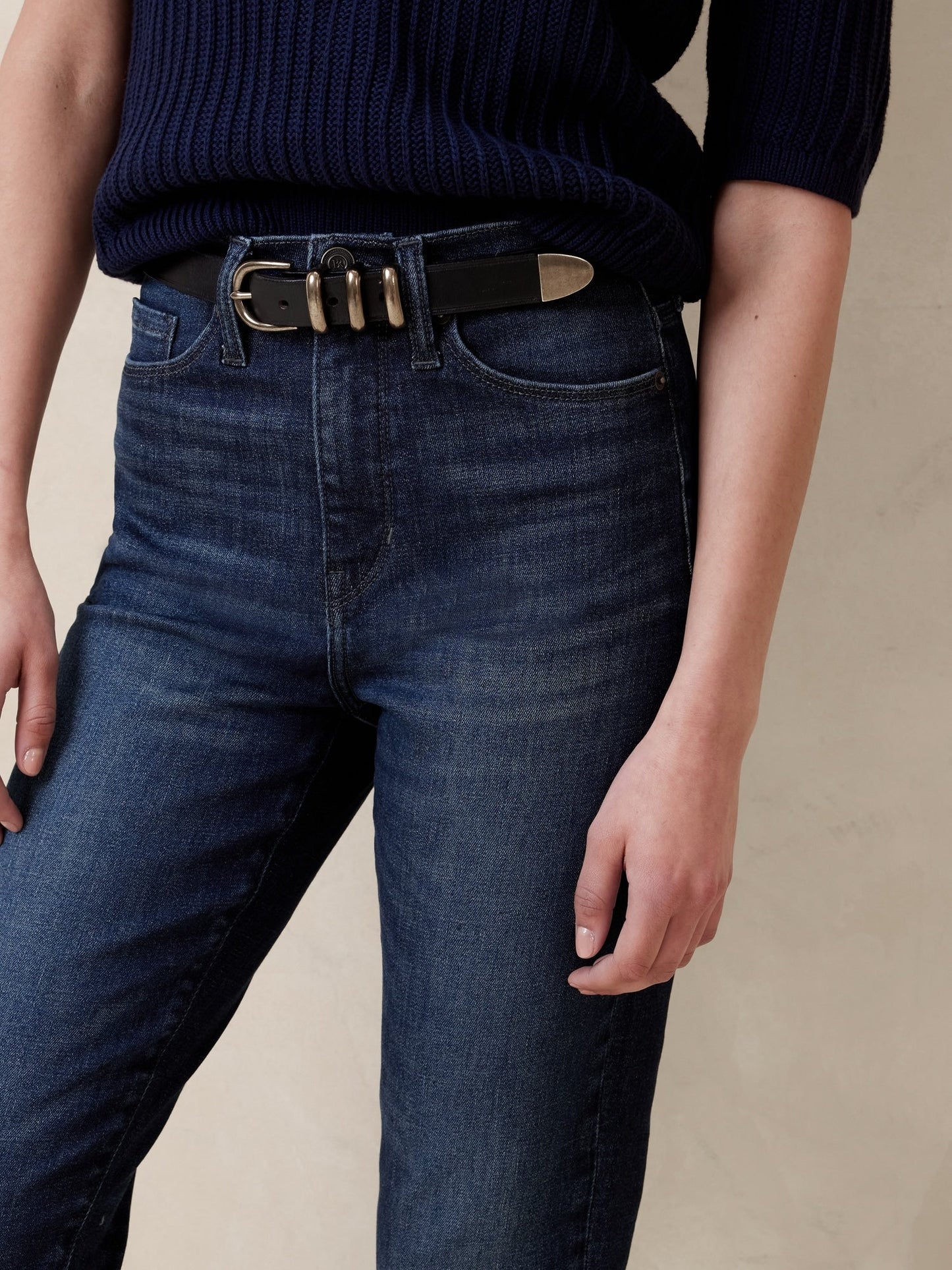 Jeans Skinny Tiro Alto Azul Oscuro