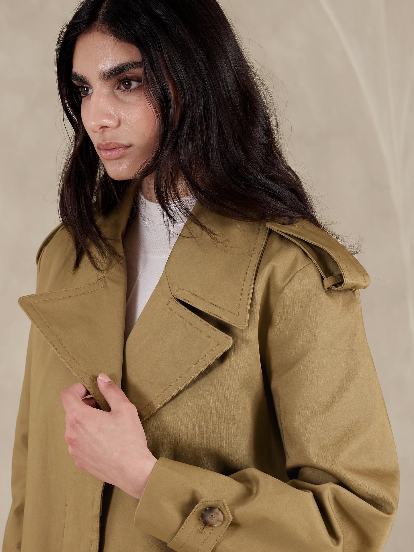 Trench Coat Con Bolsillos Beige