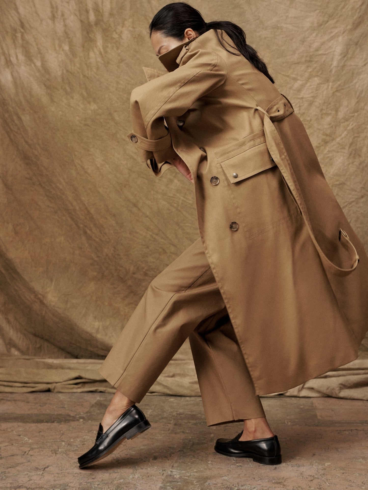 Trench Coat Con Bolsillos Beige