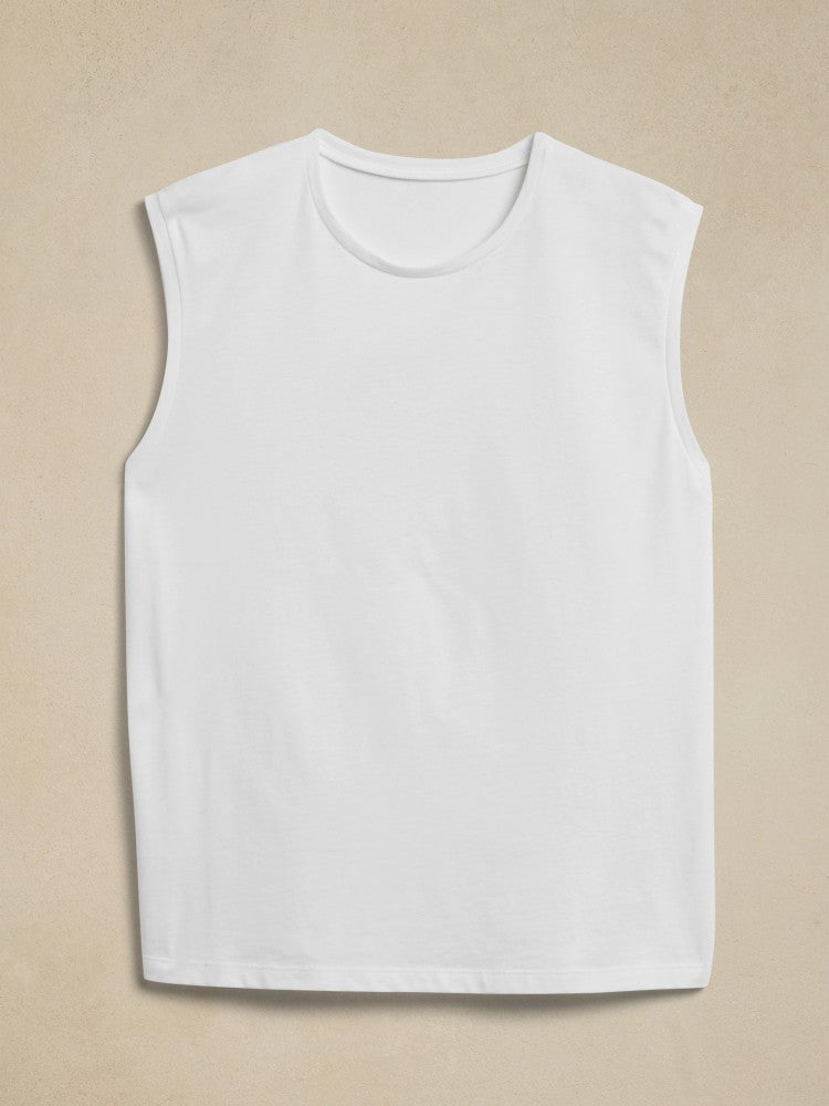 Camiseta Cuello Redondo Sin Mangas Blanco