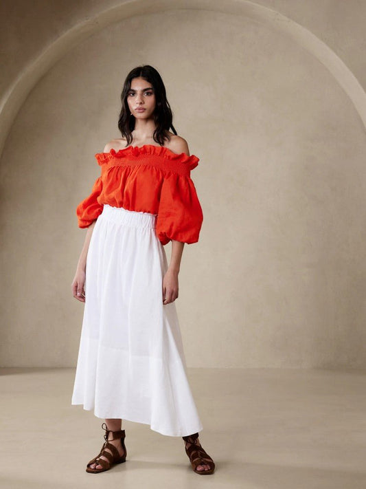Enagua Midi Talle Alto Blanco